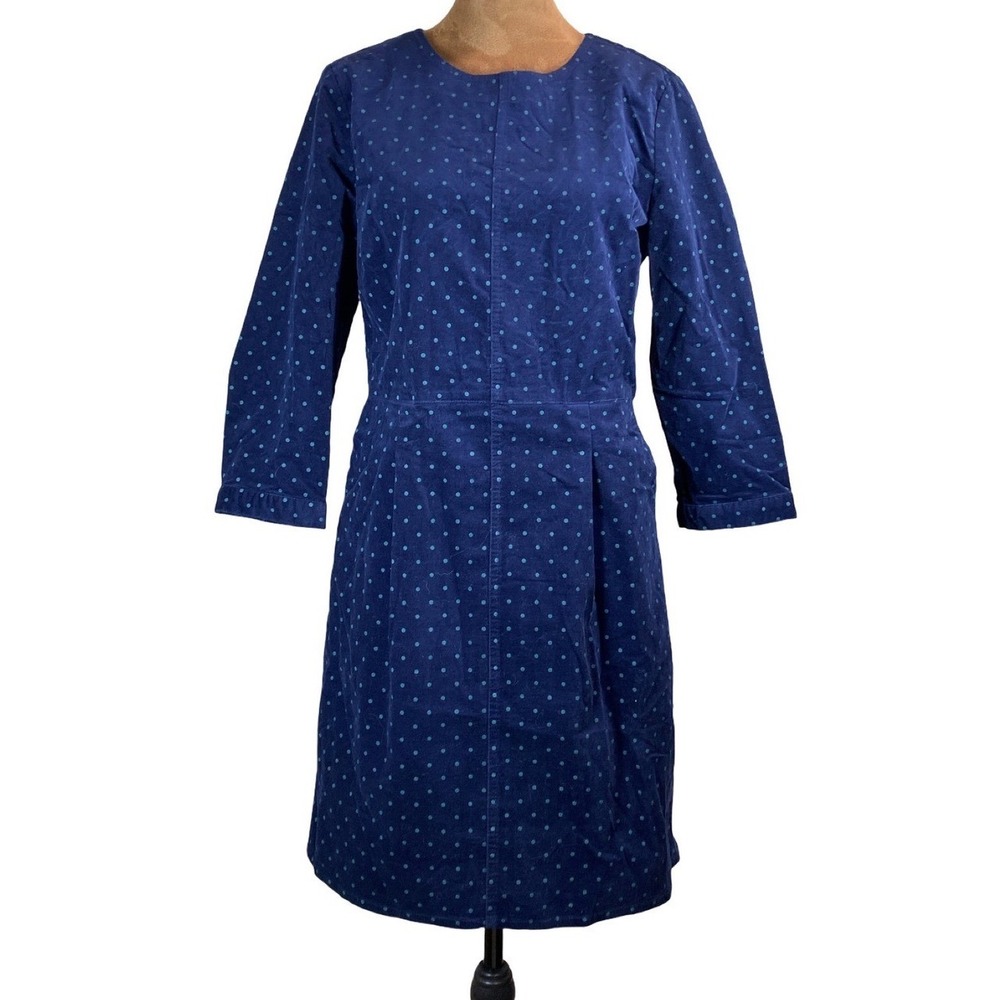 Joules Cordelia Corduroy Polka Dot Shift Dress Navy Blue US 6 NEW